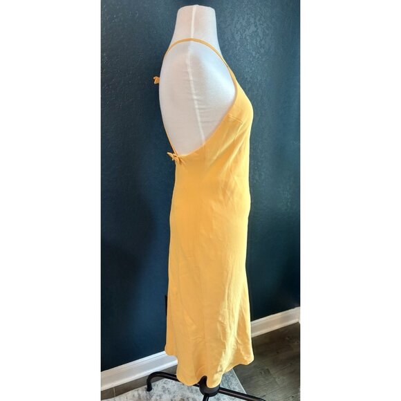 Amanda Uprichard Revolve Yellow Bows Back Midi Melonie Dress Sz Small - Picture 3 of 7